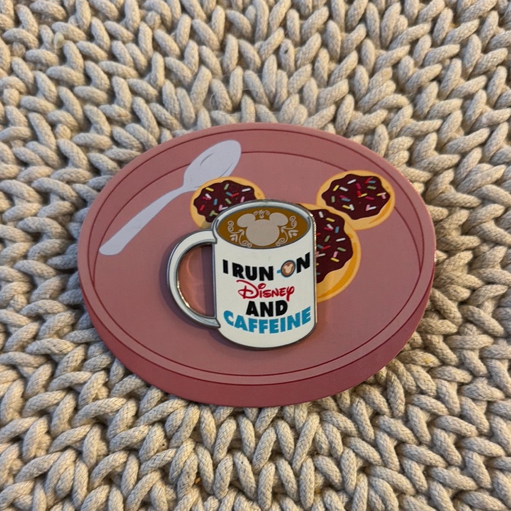 Disney 'I Run on Disney and Caffeine' Enamel Pin - Multicolor